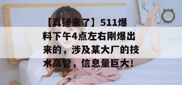 【真锤来了】511爆料下午4点左右刚爆出来的，涉及某大厂的技术高管，信息量巨大！